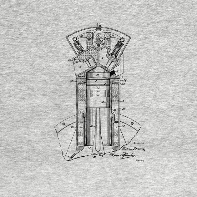 Internal Combustion Engine Vintage Patent Drawing by TheYoungDesigns